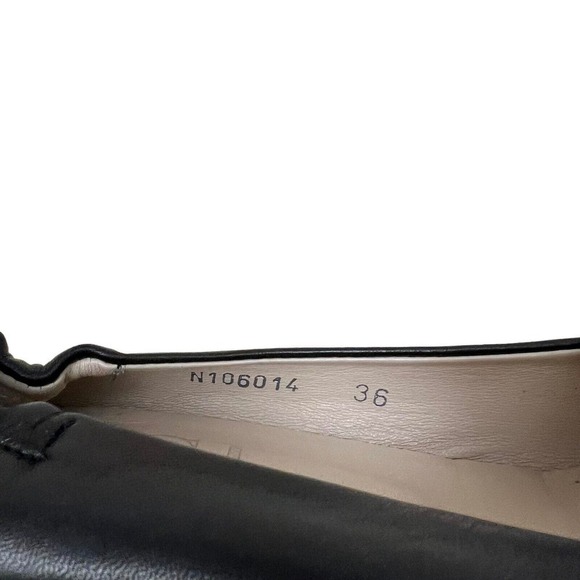 AGL Attilio Giusti Leombruni Flats Low Wedge Peep Toe Black Leather Women Sz 6‎ - Picture 7 of 8